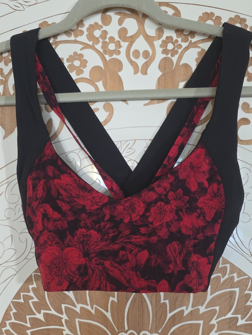 lululemon athletica Red and Black Floral Sports Bra